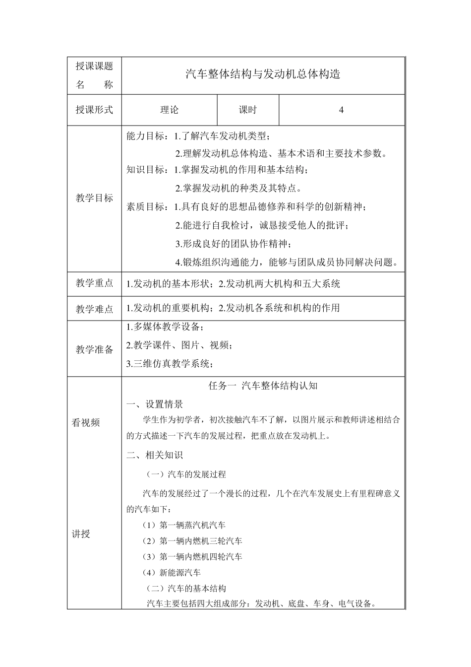 《汽车发动机构造与维修》教案_第1页