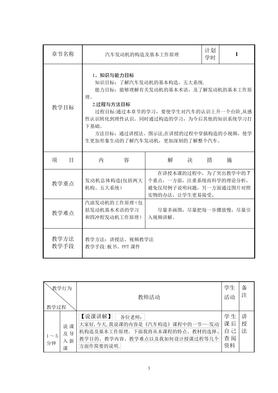 《汽车发动机构造及工作原理》教案_第3页