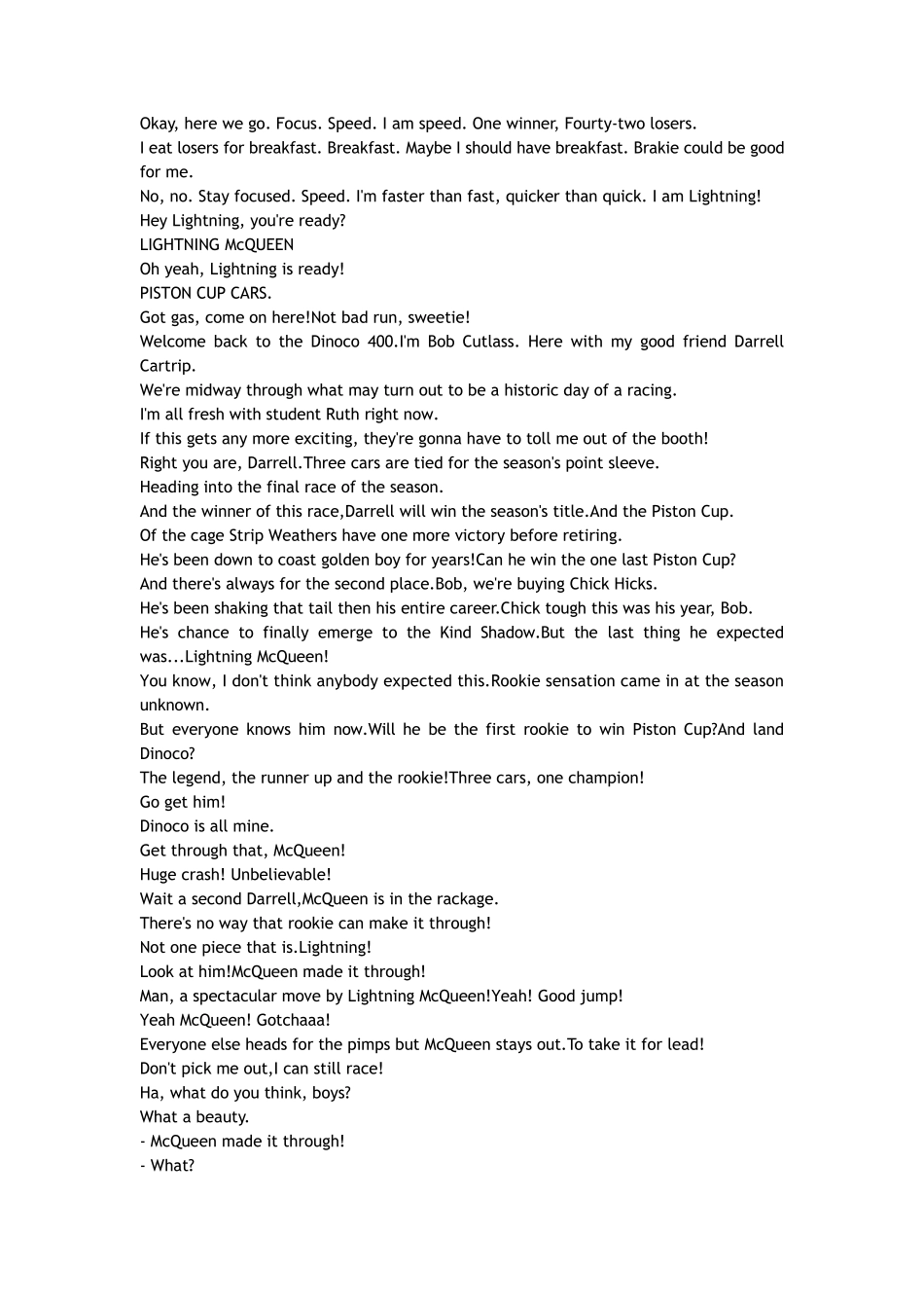 《汽车总动员》英文台词_第1页