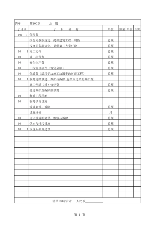 《河南省公路工程标准工程量清单》工程量清单