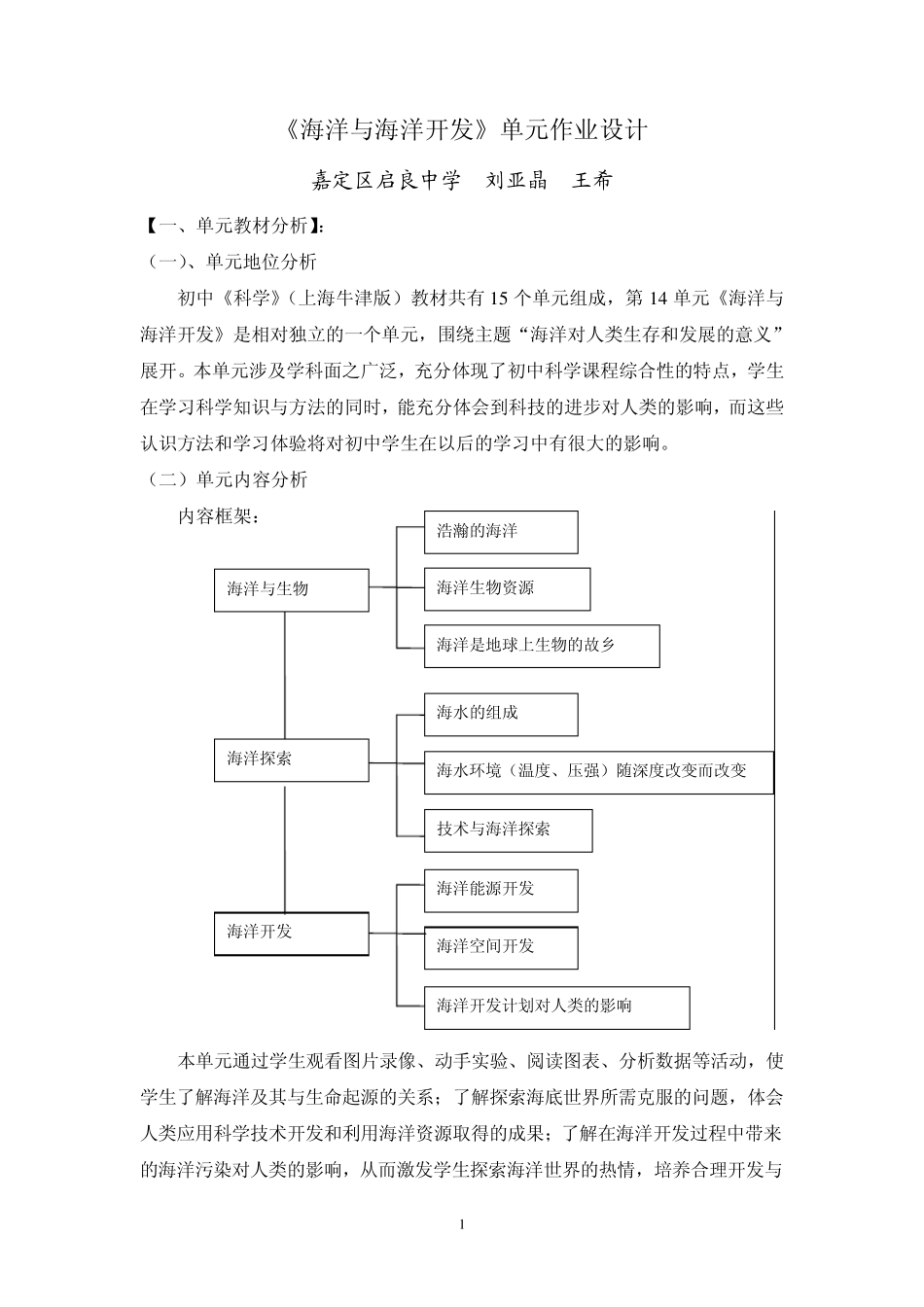 《海洋与海洋开发》单元作业设计_第1页
