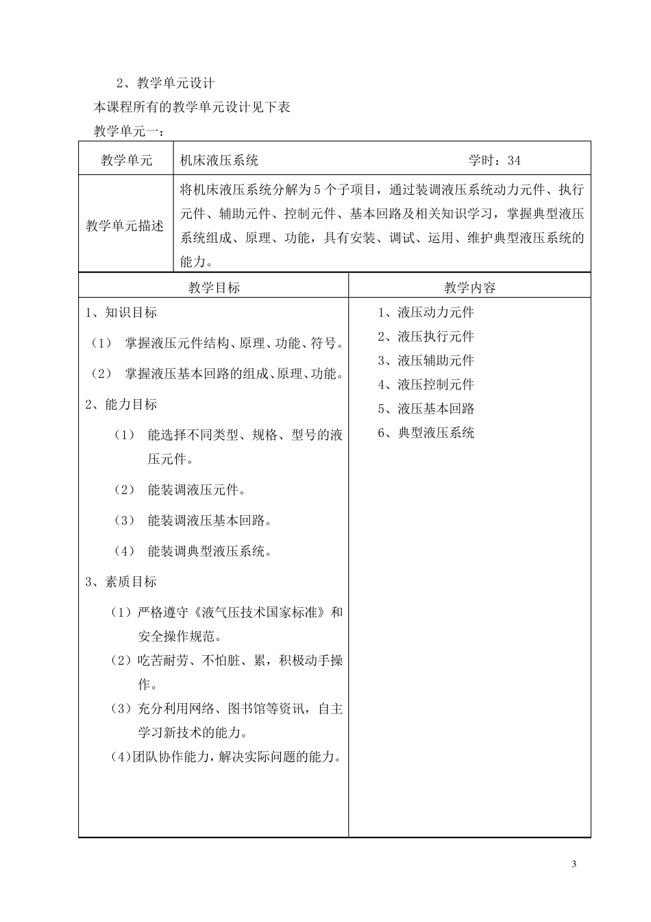 《液压与气压传动》课程标准_第3页