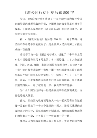 《湄公河行动》观后感500字