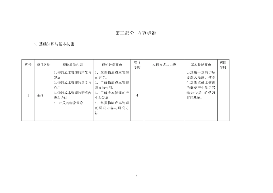 《物流成本管理》课程标准_第3页
