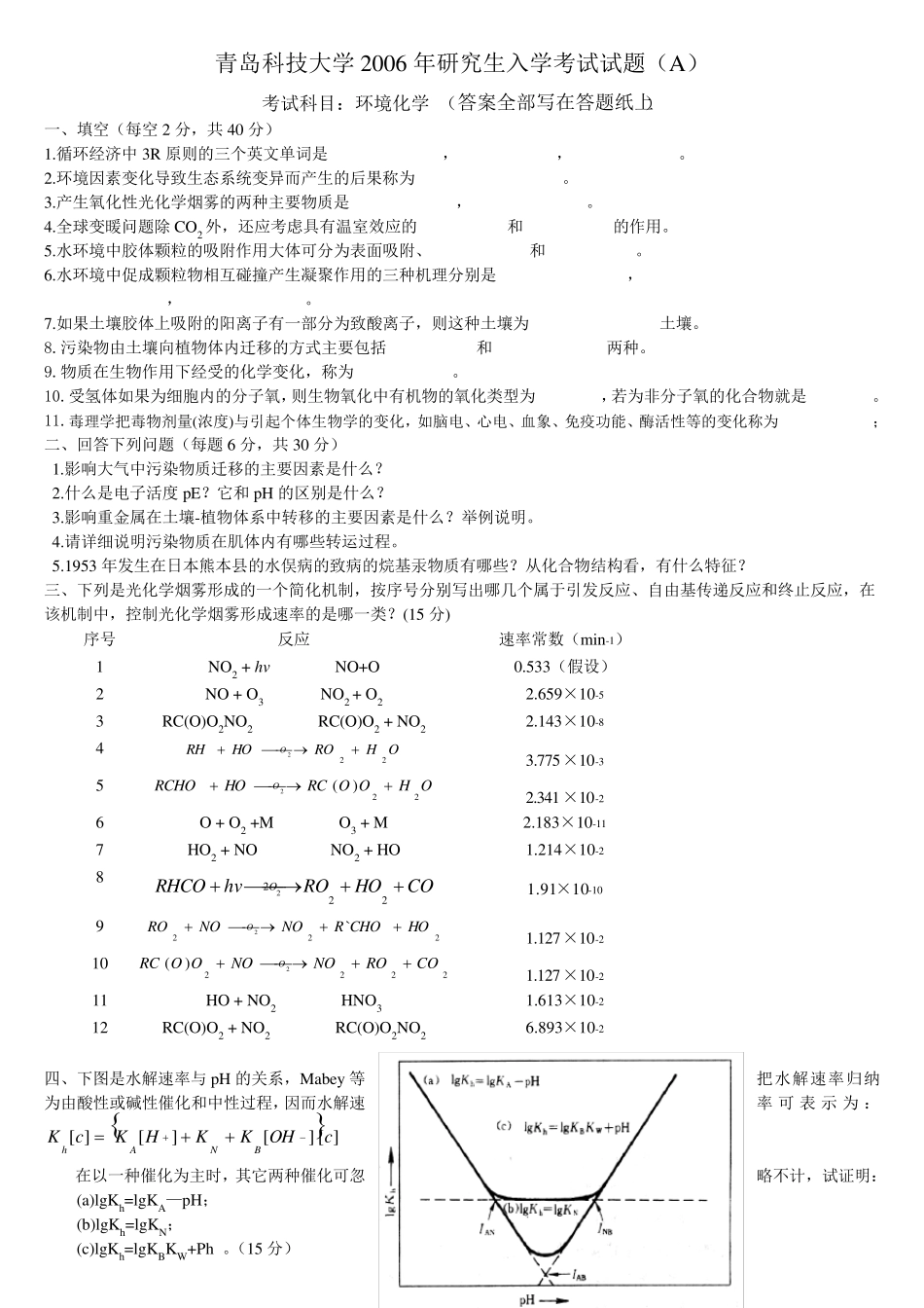 《环境化学》(第二版)(戴树桂)知识点总结和部分课后习题答案_第1页