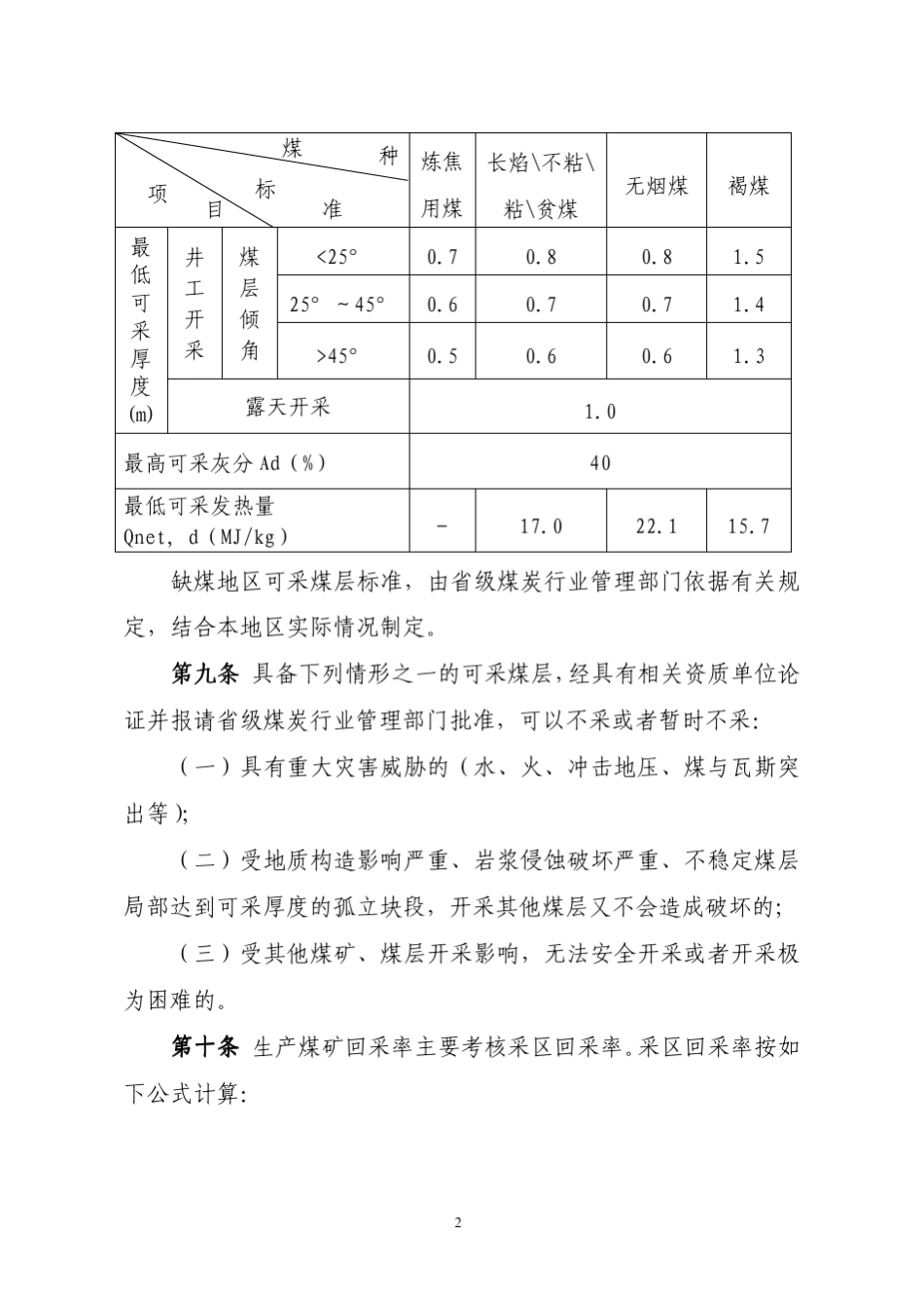 《生产煤矿回采率管理暂行规定》_第2页
