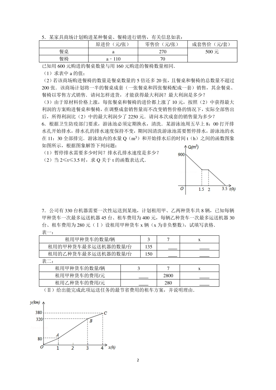 《用一次函数解决问题》解答题专题练习_第2页
