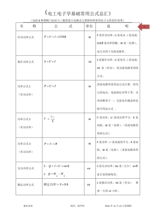 《电工电子学基础常用公式总汇》
