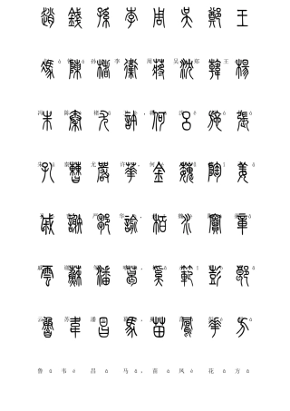 《百家姓》篆书简体对照表