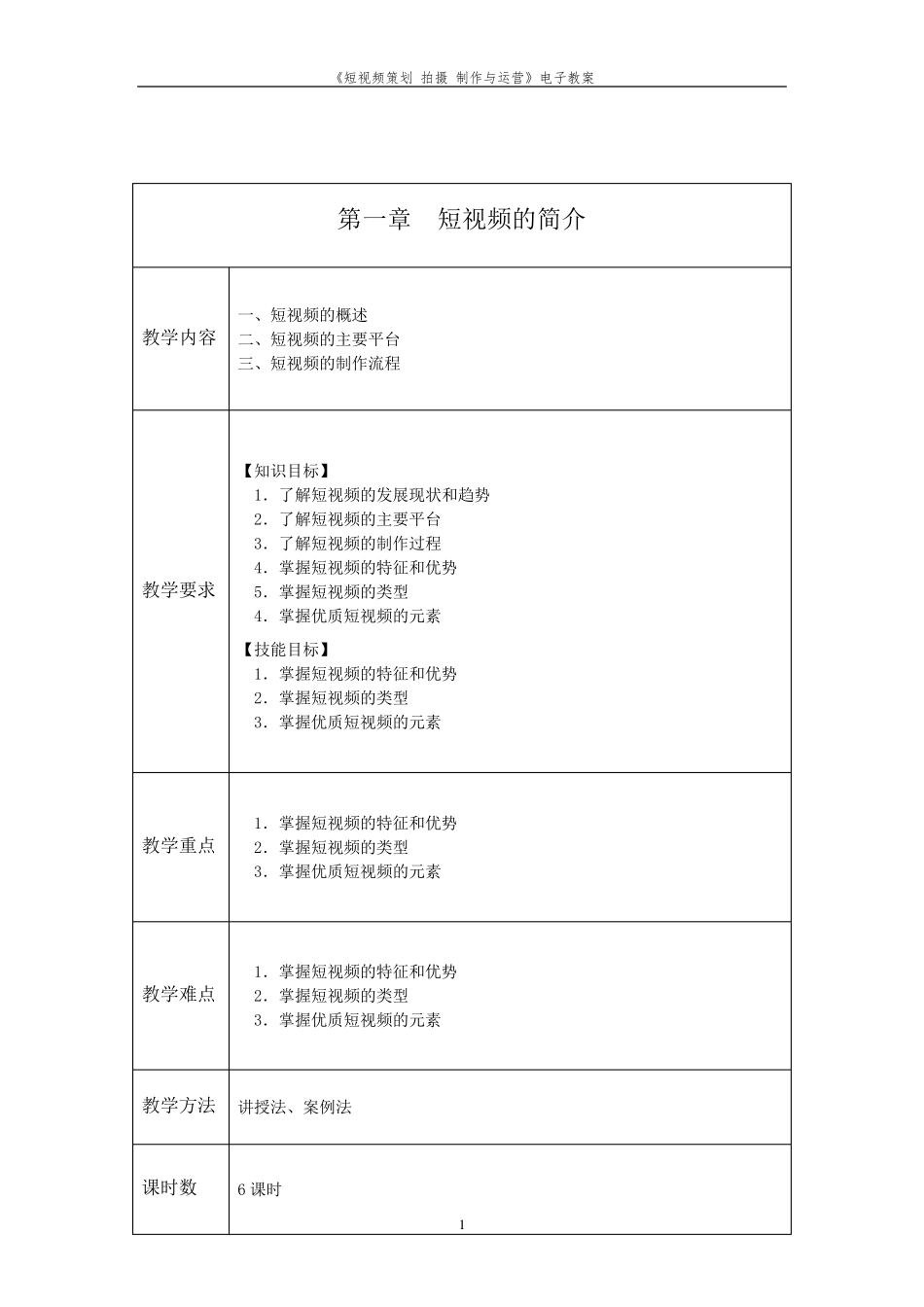 《短视频策划、拍摄与制作》电子教案_第1页