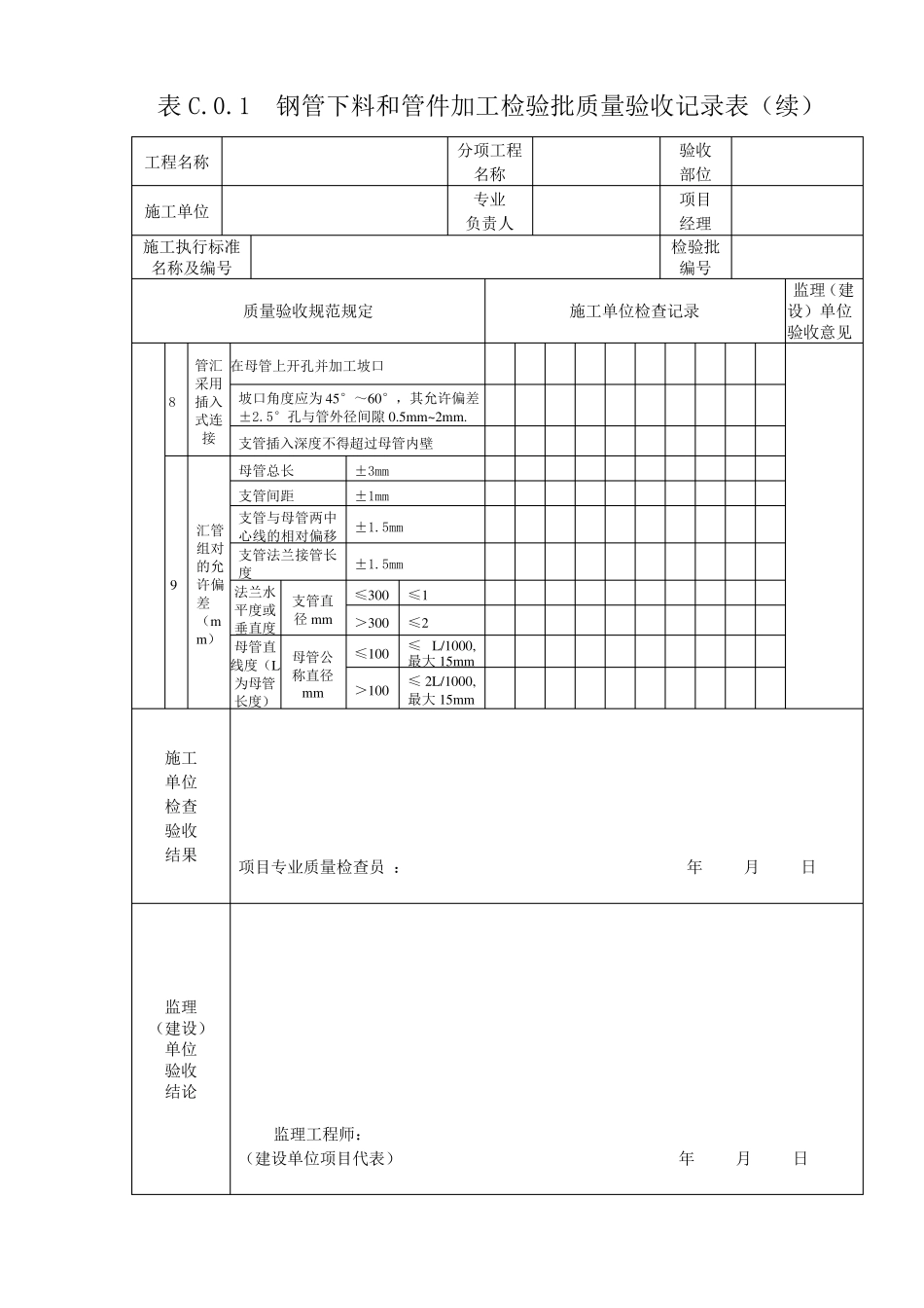 《石油天然气建设工程施工质量验收规范站内工艺管道工程》SY42032019检验批表格_第2页