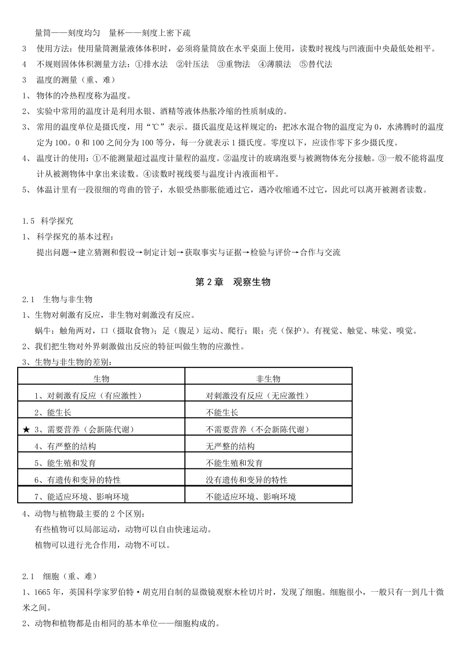 《科学》七年级上知识点整理_第2页