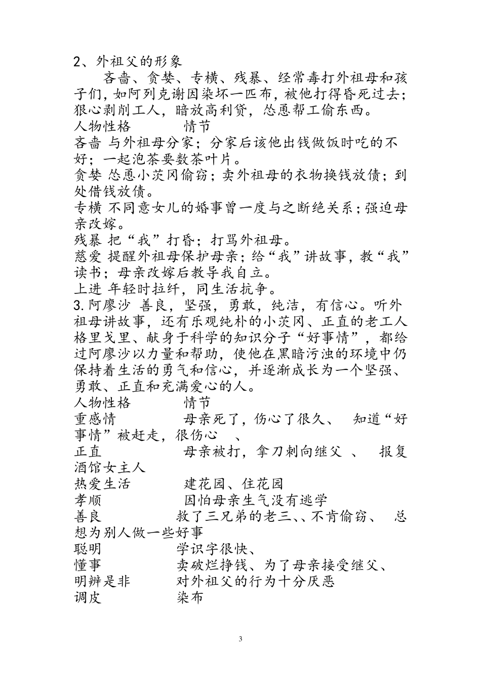 《童年》故事梗概整理_第3页