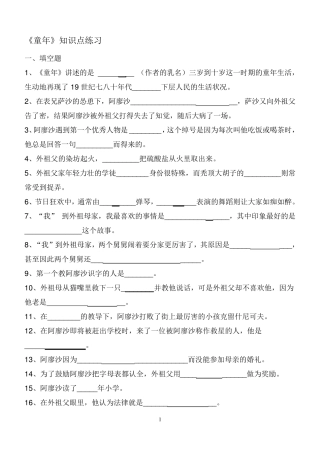 《童年》知识点练习总结