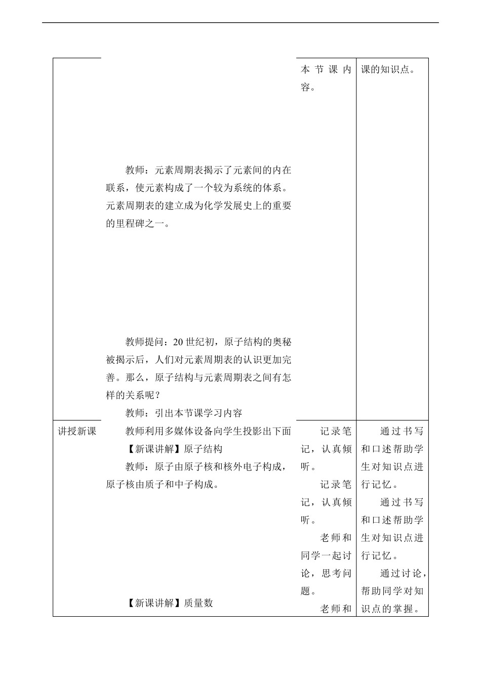 《第一节原子结构与元素周期表》课堂教学教案教学设计(统编人教版)_第2页