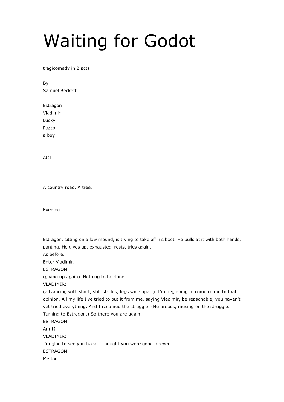 《等待戈多》英文全文_第1页
