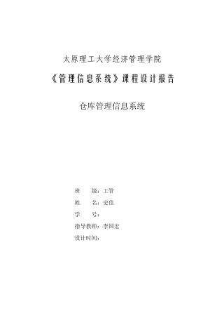 《管理信息系统》课程设计报告史佳