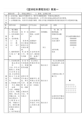 《篮球校本课程活动》教案()
