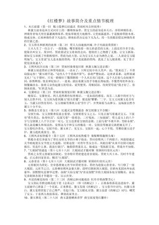 《红楼梦》故事简介及重点情节梳理
