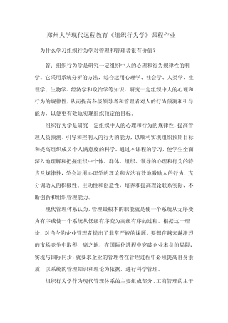 《组织行为学》课程作业