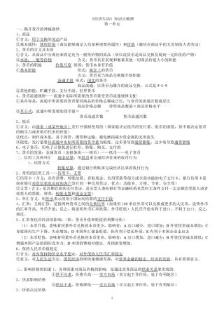 《经济生活》知识点归纳整理