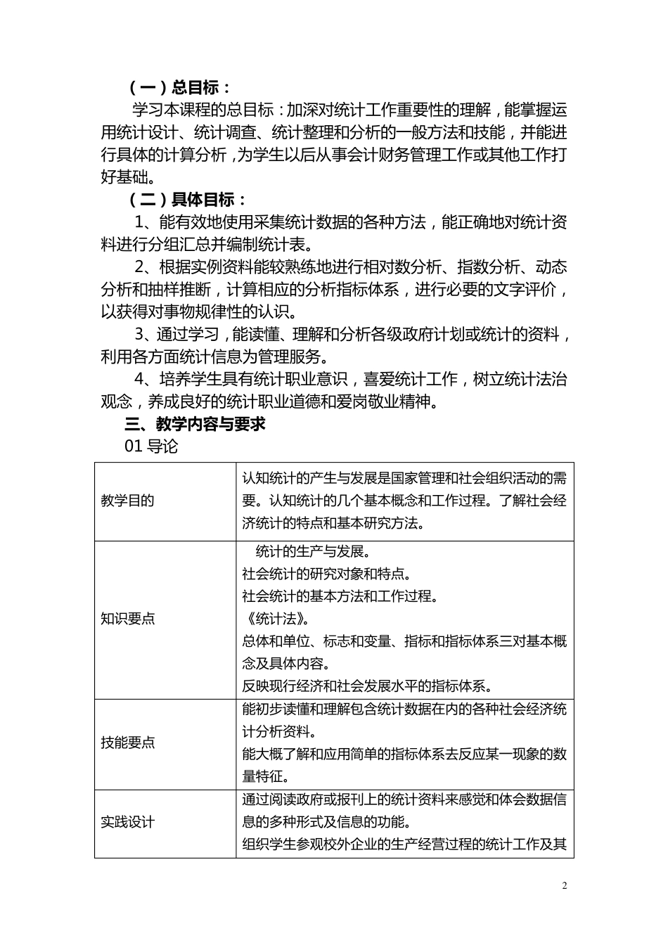 《统计基础》课程标准_第2页