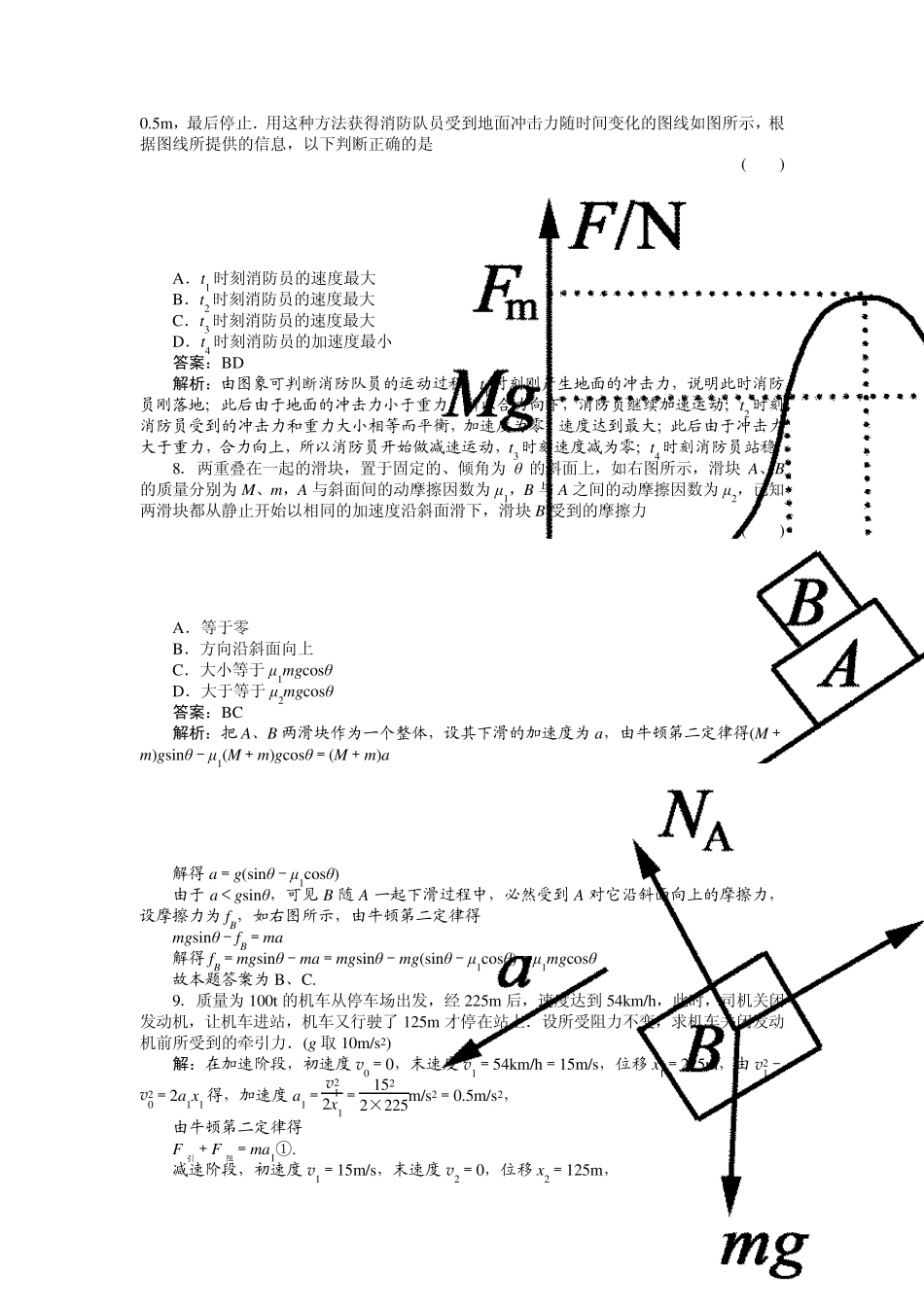 《绿色通道》人教版物理必修1课后梯级演练46_第3页