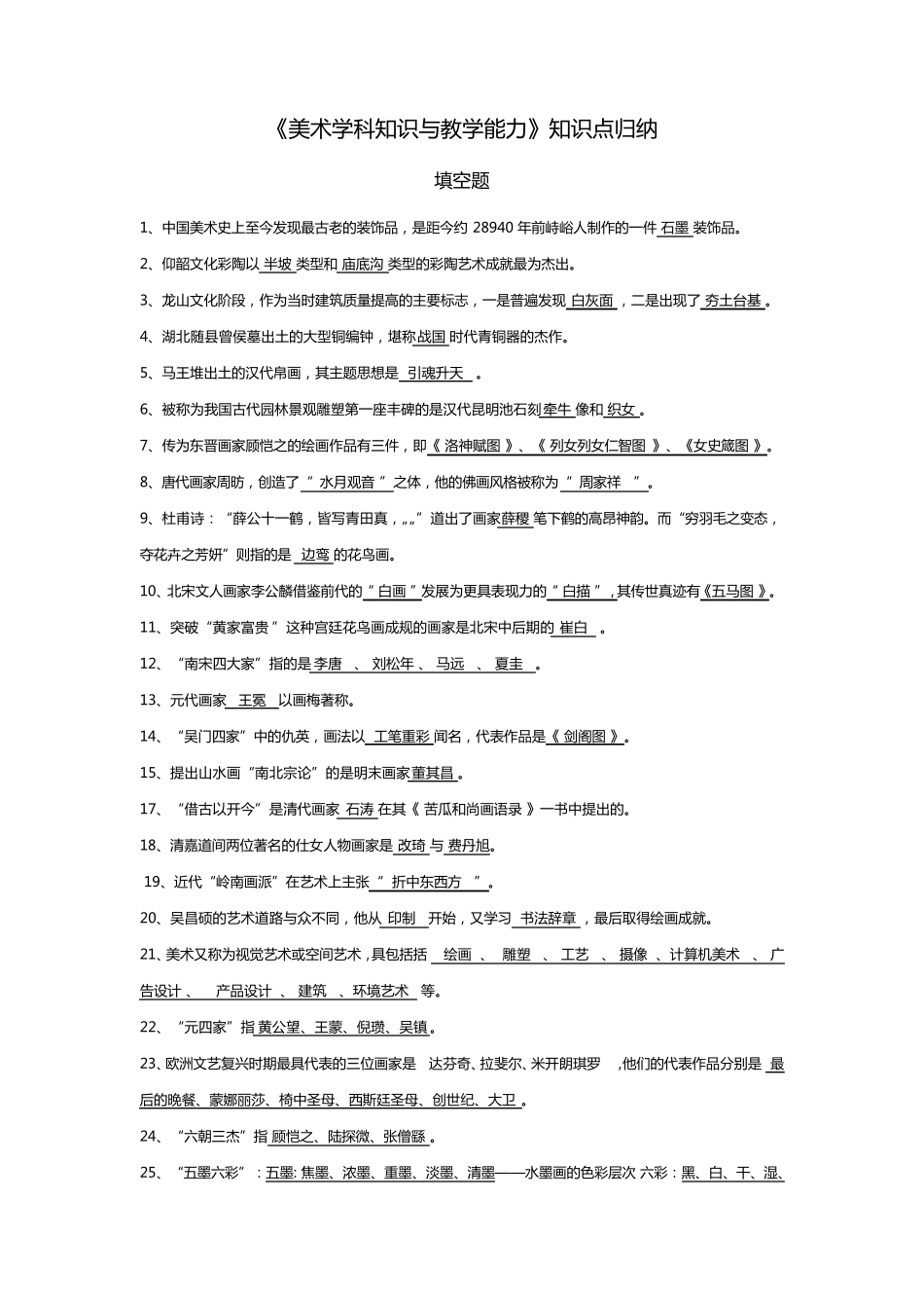 《美术学科知识与教学能力》重点归纳_第1页