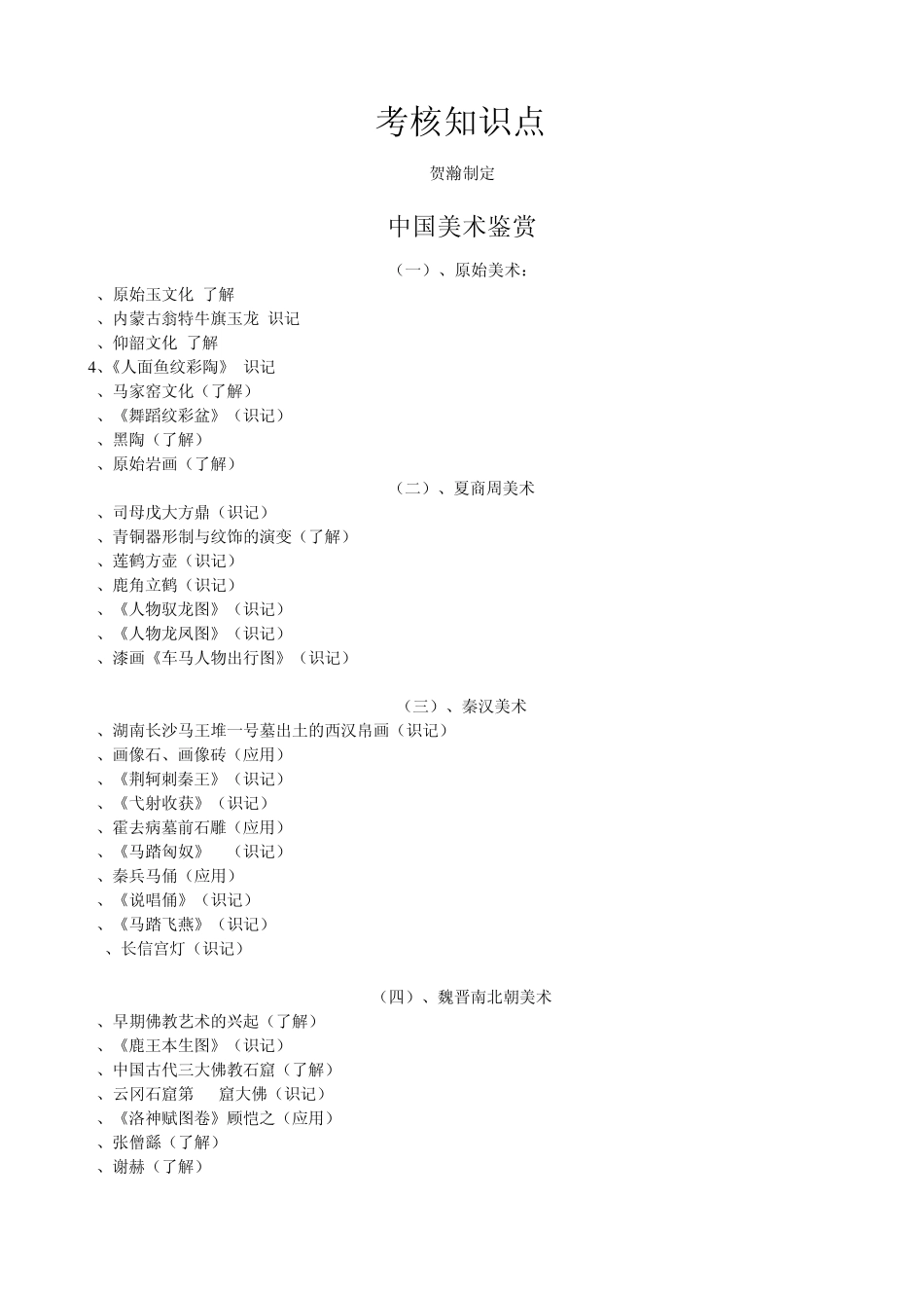 《美术鉴赏》课程考试大纲_第3页