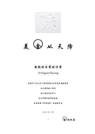 《美食从天降》电视节目策划