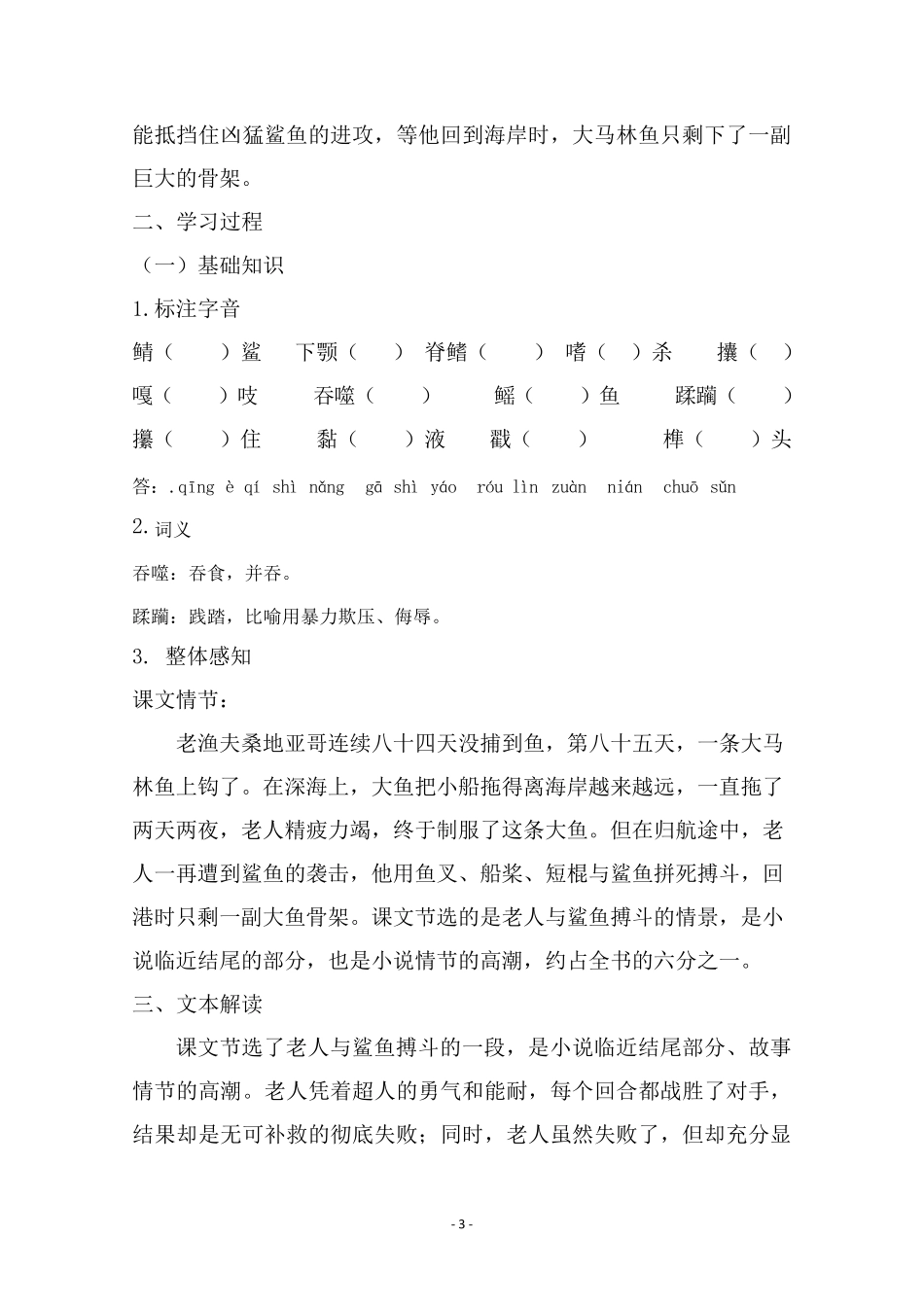 《老人与海》教案版_第3页