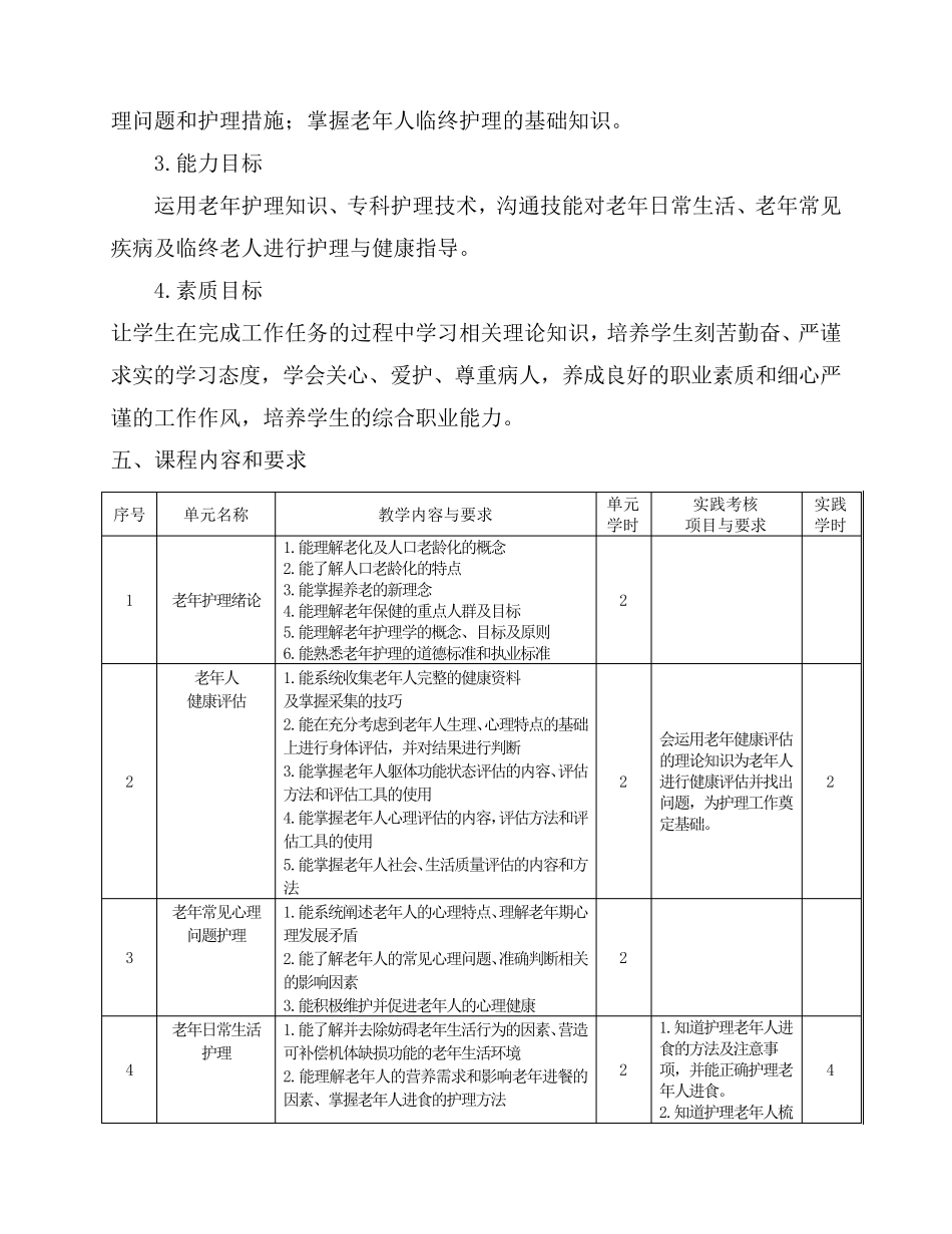 《老年护理》课程标准_第3页