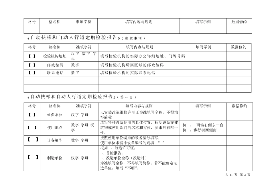 《自动扶梯和自动人行道定期检验报告》填写规则表_第2页