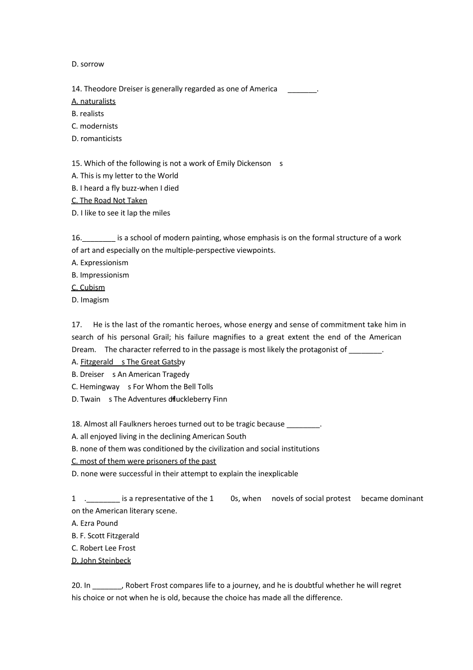 《英美文学选读》综合测验题库_第3页