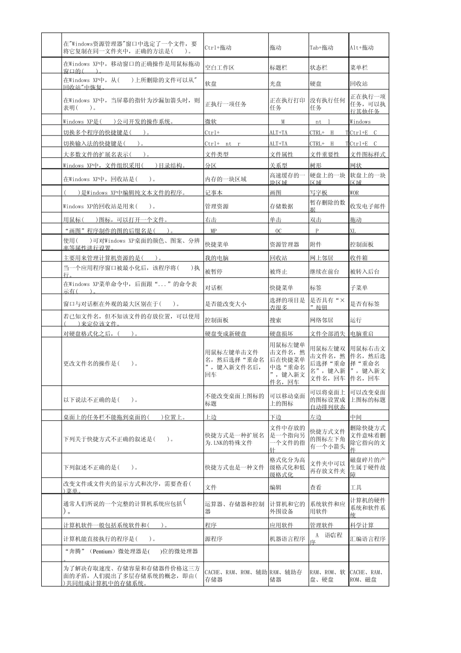 《计算机应用基础》理论题库(Windows部分..._第2页