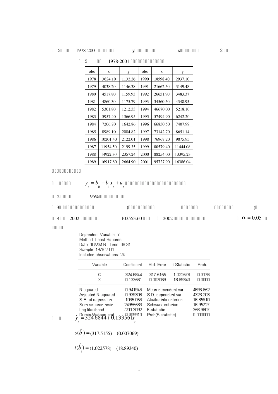 《计量经济学》上机实验答案过程步骤_第1页