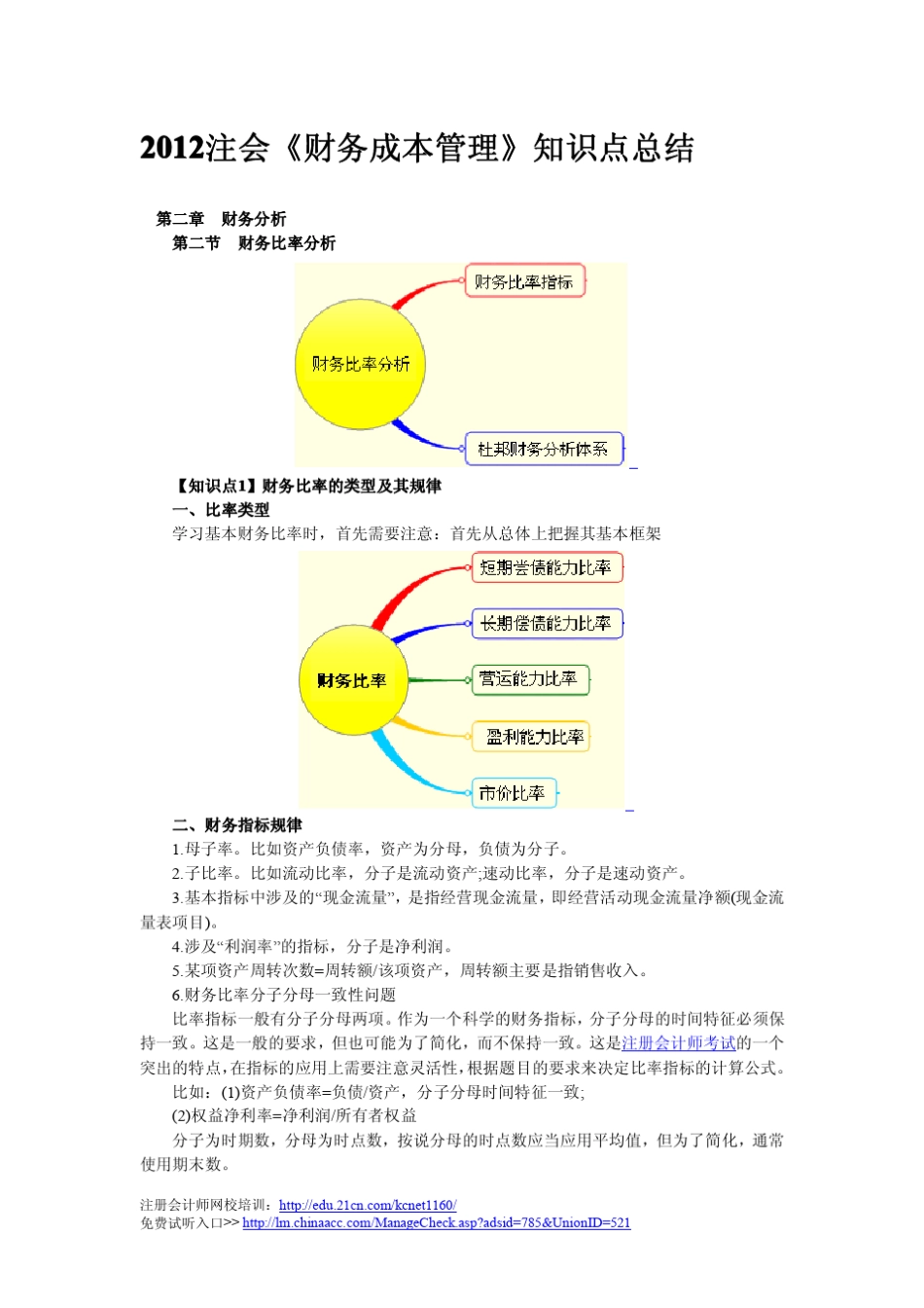 《财务成本管理》财务比率分析知识点总结_第1页