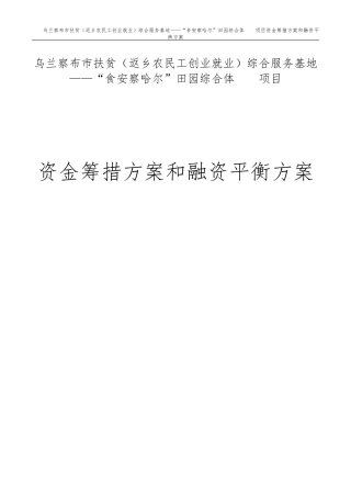 《资金筹措方案和融资平衡方案》