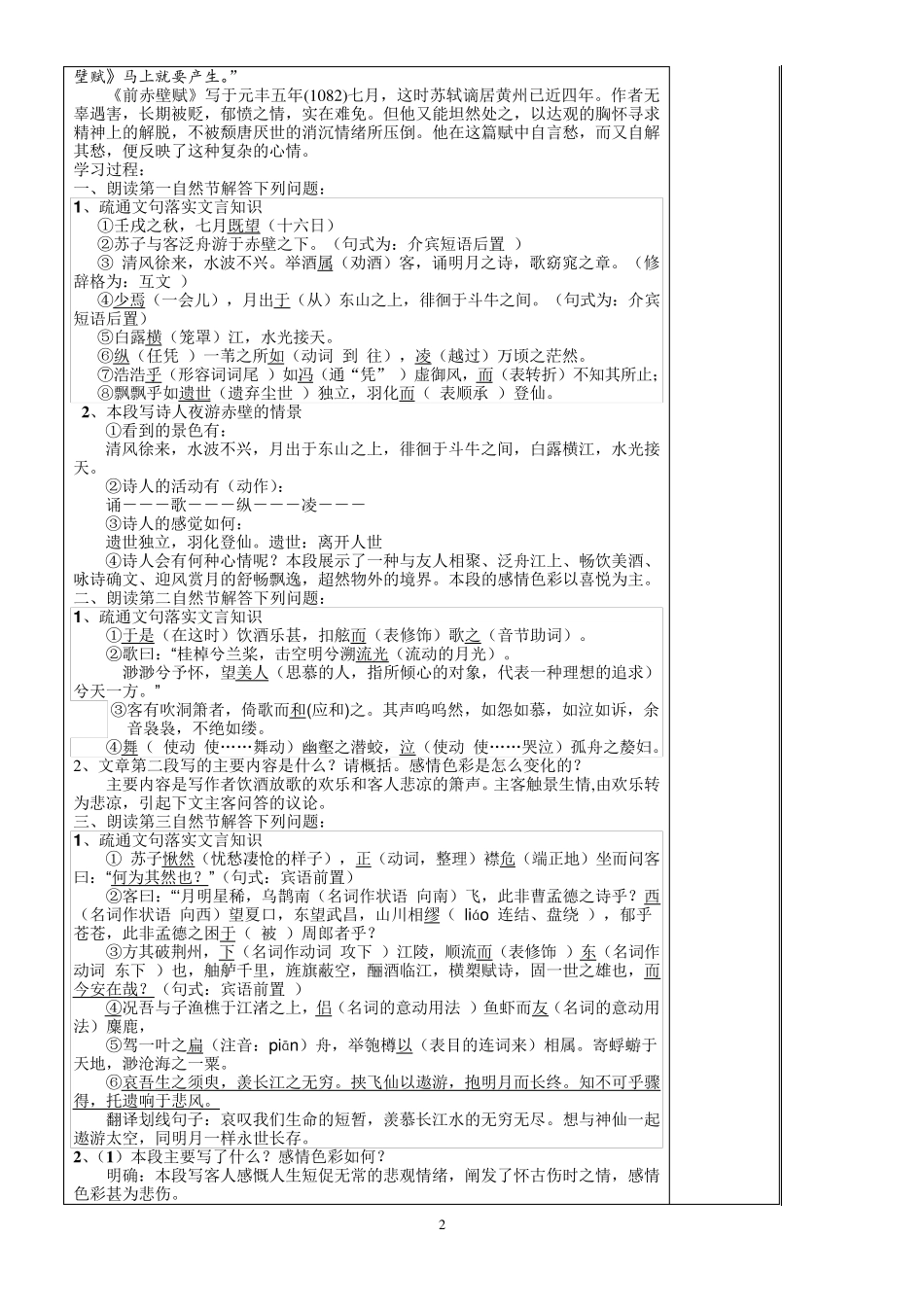 《赤壁赋》—新课改优秀教案_第2页