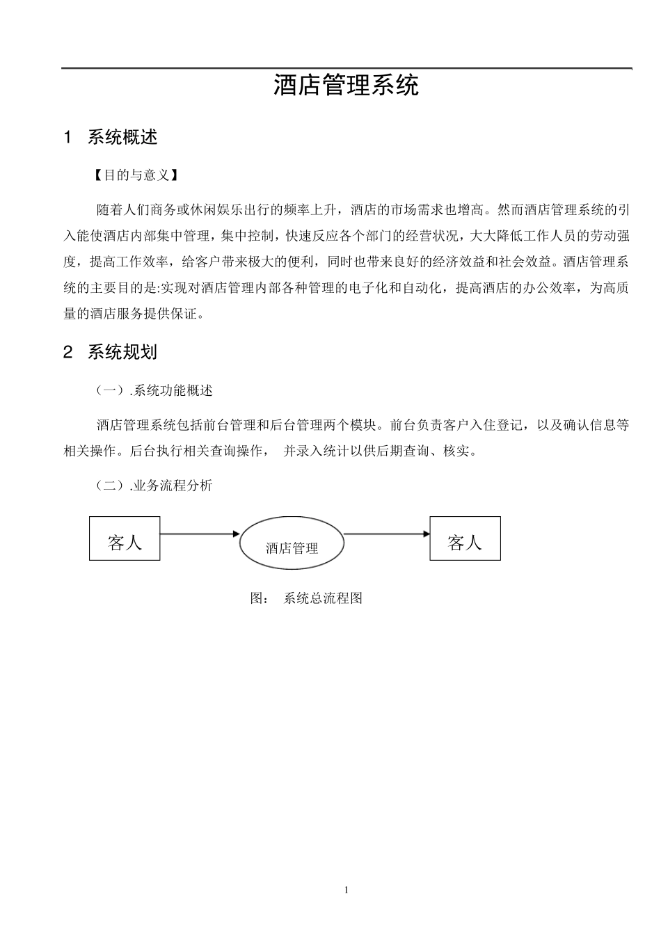 《软件工程》酒店管理系统_第1页