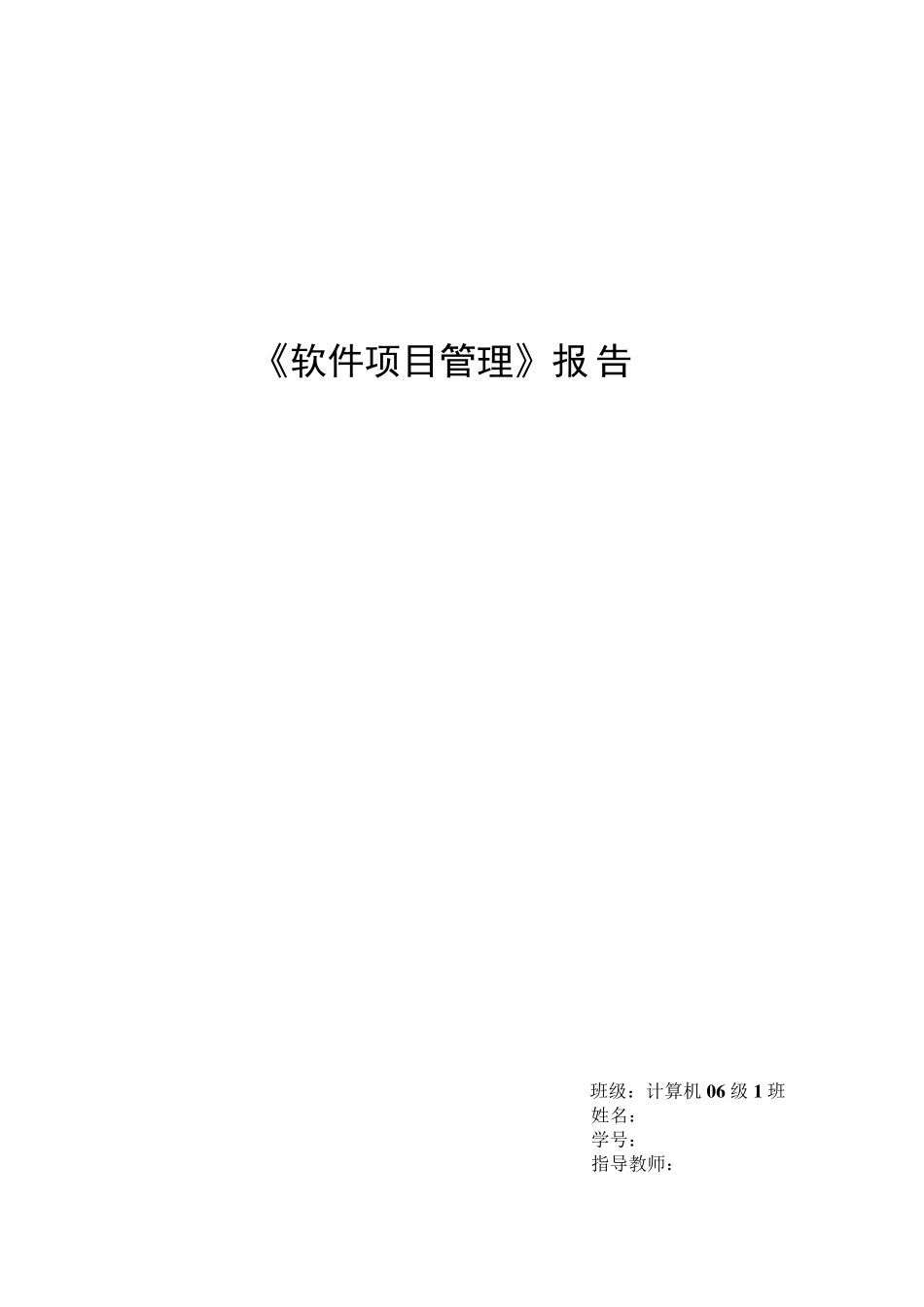 《软件项目管理》报告_第1页