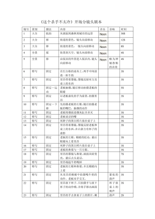 《这个杀手不太冷》开场120个镜头分镜头脚本