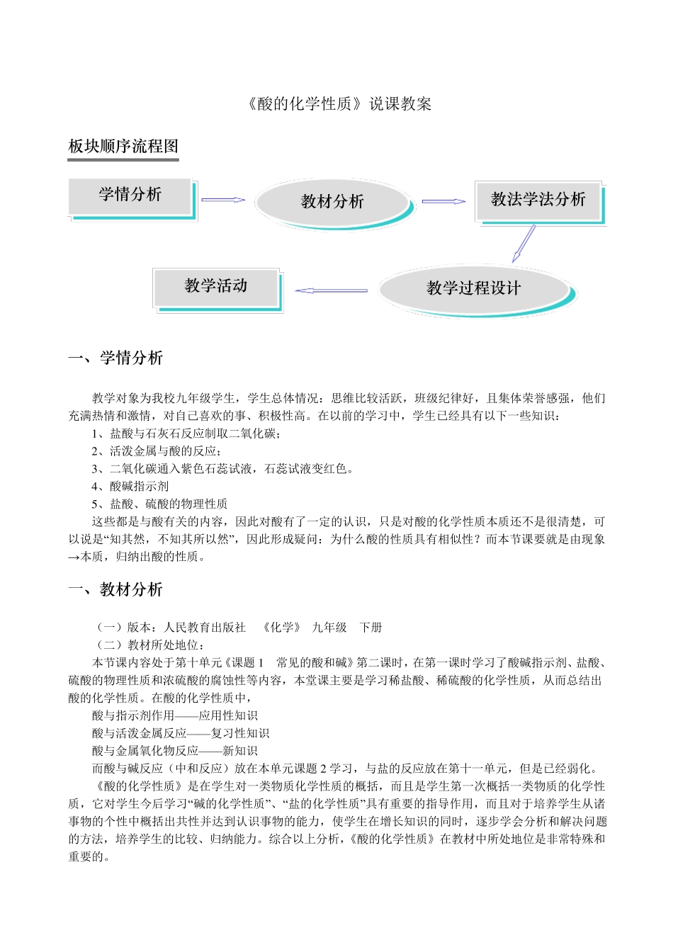 《酸的化学性质》说课稿_第1页
