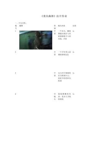 《重庆森林》拉片笔记