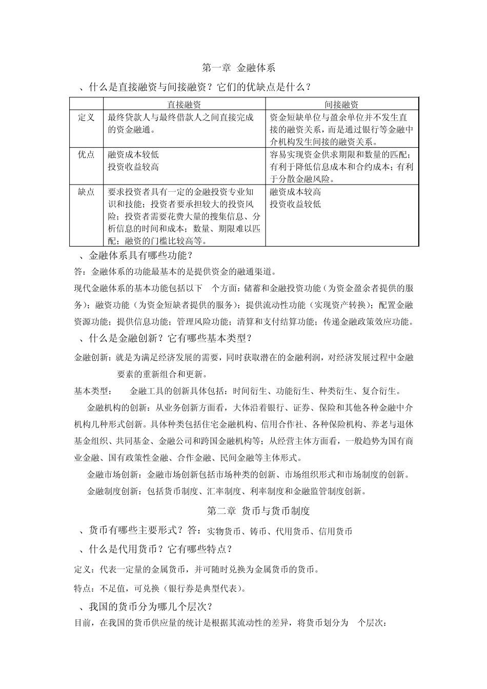 《金融学》各章重点内容[专业选修课程]_第1页