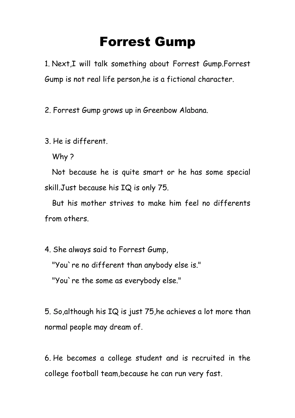 《阿甘正传》全英文版演讲稿,全面分析阿甘的一生_第1页