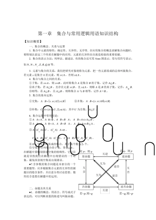 《集合与常用逻辑用语,函数》知识总结大全