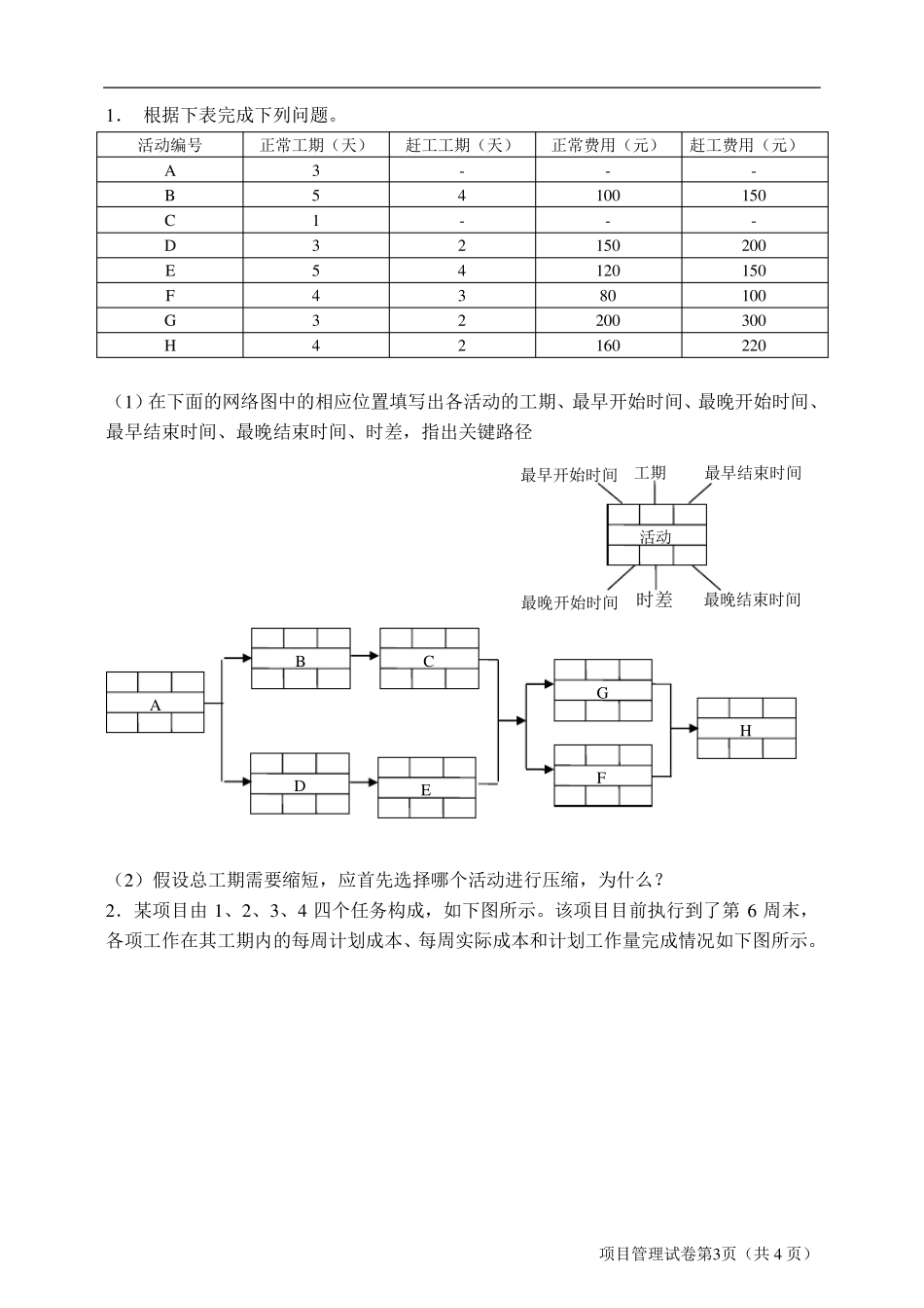 《项目管理教程》期末复习试题及项目案例_第3页