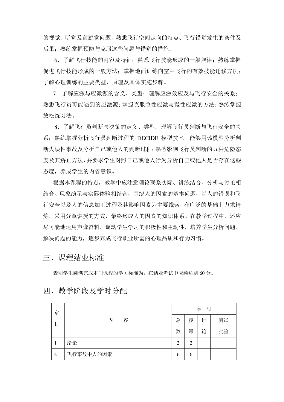 《飞行中人的因素与驾驶舱资源管理》教学大纲_第2页