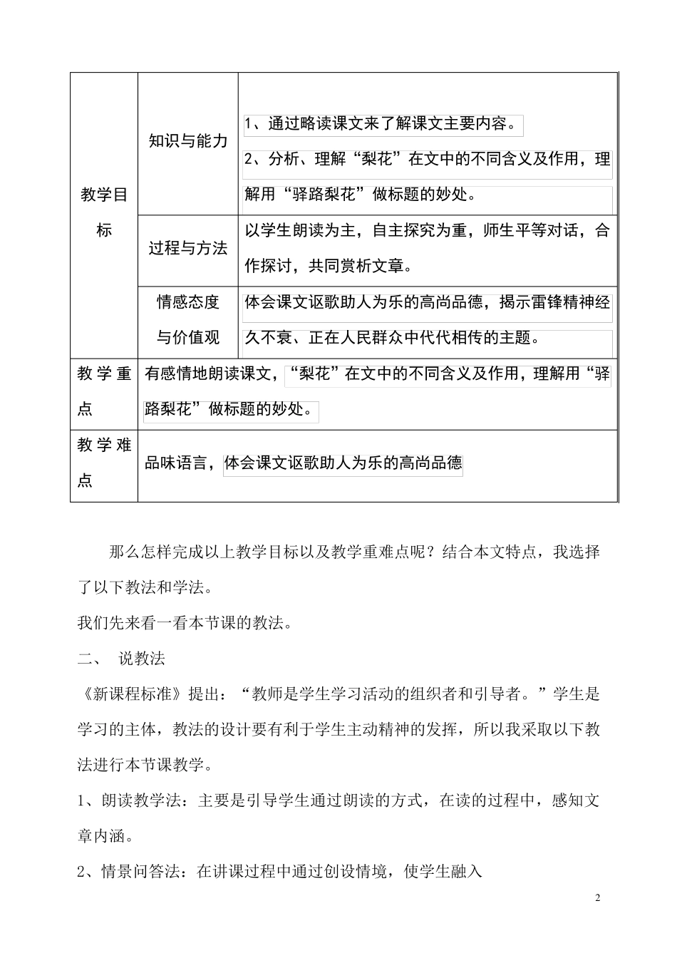 《驿路梨花》优秀说课稿_第2页
